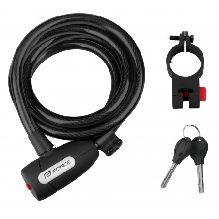 ključavnica F LUX spirala z držalom 180cm/12mm, črna